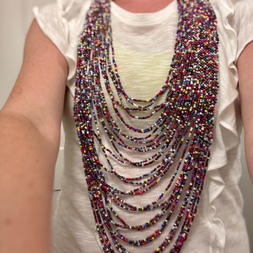 Tiered boho Multicolor Beaded Necklace - Picture 5 of 7